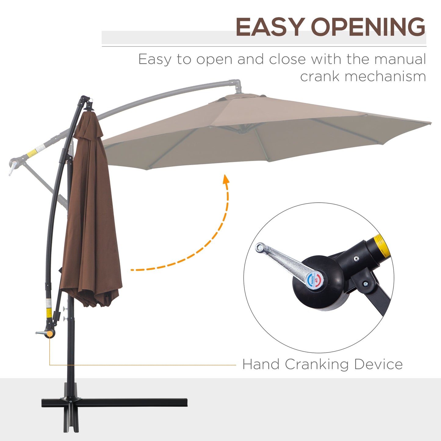 3 Metre Cantilever Parasol Umbrella Steel Frame Brown Durable