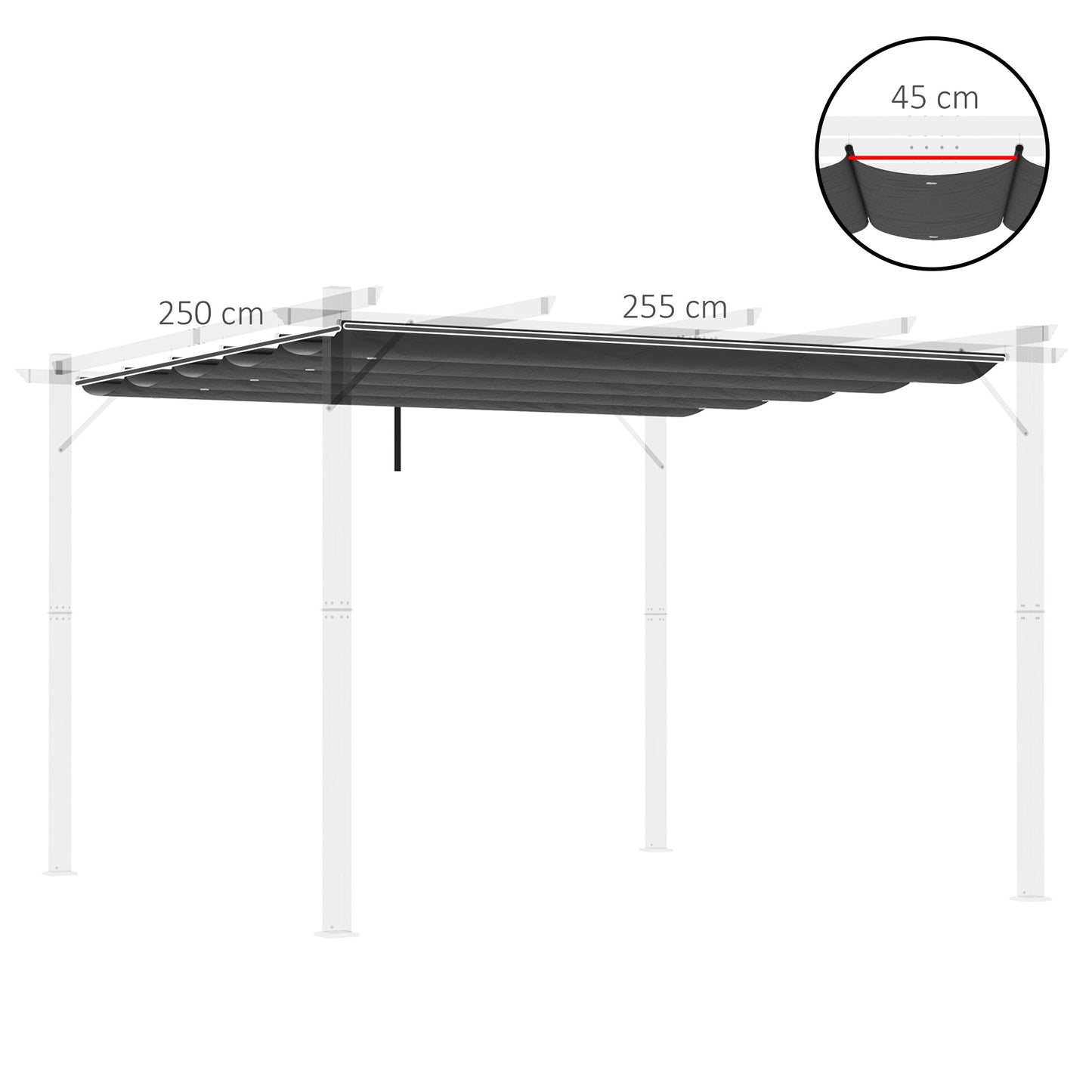 Replacement Canopy Fabric for 3x3 Metre Pergola - Durable Polyester Dark Grey