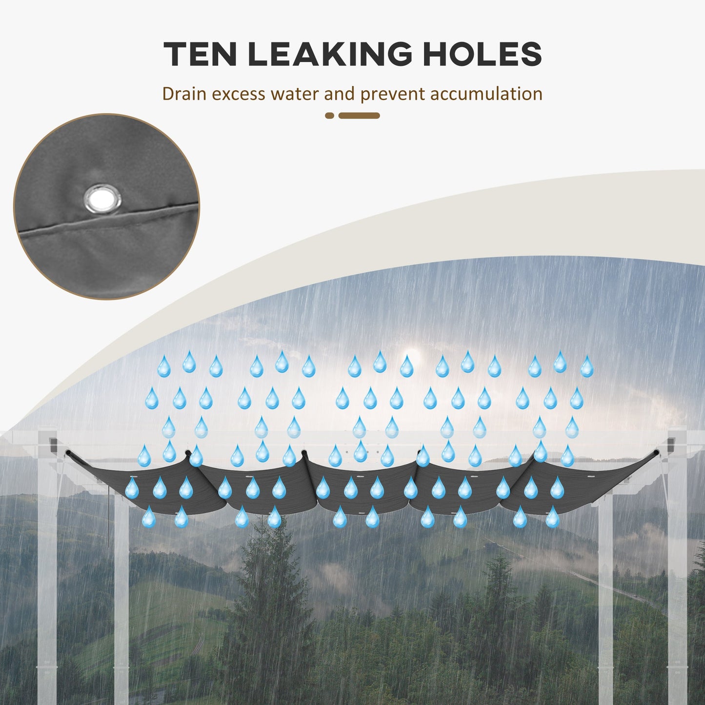 Replacement Canopy Fabric for 3x3 Metre Pergola - Durable Polyester Dark Grey