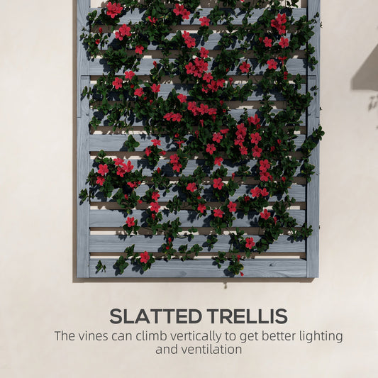 Set of 2 Wall Mounted Fir Wood Plant Stands with Shelves - Natural Brown